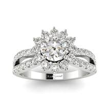 White Sapphire White Gold Halo Engagement Ring Nefertari