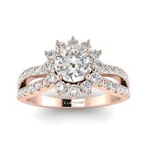 White Sapphire Rose Gold Halo Engagement Ring Nefertari
