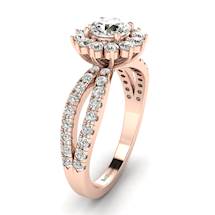 White Sapphire Rose Gold Halo Engagement Ring Nefertari