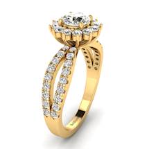 White Sapphire Yellow Gold Halo Engagement Ring Nefertari