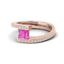 Pink Sapphire Rose Gold Cushion Cut Engagement Ring Sheba