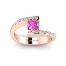 Pink Sapphire Rose Gold Cushion Cut Engagement Ring Sheba