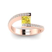 Yellow Sapphire Rose Gold Cushion Cut Engagement Ring Sheba