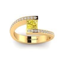 Yellow Sapphire Yellow Gold Cushion Cut Engagement Ring Sheba