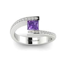 Amethyst White Gold Cushion Cut Engagement Ring Sheba