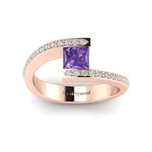 Amethyst Rose Gold Cushion Cut Engagement Ring Sheba