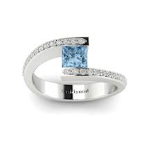 Aquamarine White Gold Cushion Cut Engagement Ring Sheba
