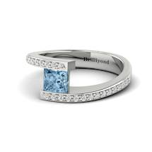 Aquamarine White Gold Cushion Cut Engagement Ring Sheba
