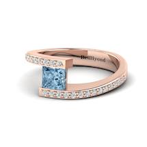 Aquamarine Rose Gold Cushion Cut Engagement Ring Sheba