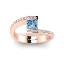 Aquamarine Rose Gold Cushion Cut Engagement Ring Sheba