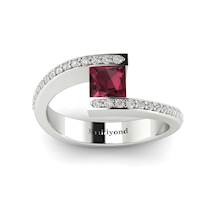 Garnet Ring White Gold Cushion Cut Sheba