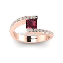Garnet Ring Rose Gold Cushion Cut Sheba