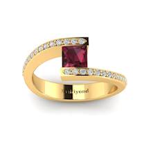 Garnet Ring Yellow Gold Cushion Cut Sheba