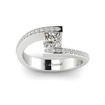 White Sapphire White Gold Cushion Cut Engagement Ring Sheba