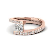White Sapphire Rose Gold Cushion Cut Engagement Ring Sheba