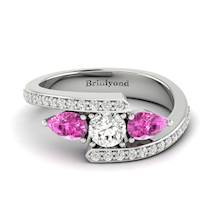 White Sapphire Pink Sapphire White Gold Colour Accented Engagement Ring Naiad