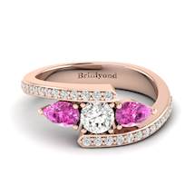 White Sapphire Pink Sapphire Rose Gold Colour Accented Engagement Ring Naiad