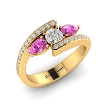 White Sapphire Pink Sapphire Yellow Gold Colour Accented Engagement Ring Naiad
