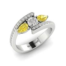 White Sapphire Yellow Sapphire White Gold Colour Accented Engagement Ring Naiad