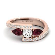 White Sapphire Garnet Rose Gold Colour Accented Engagement Ring Naiad
