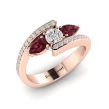 White Sapphire Garnet Rose Gold Colour Accented Engagement Ring Naiad