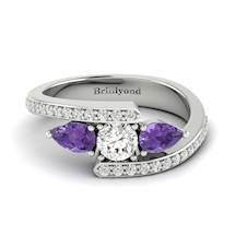 White Sapphire Amethyst White Gold Colour Accented Engagement Ring Naiad