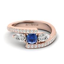 Blue Sapphire White Sapphire Rose Gold Colour Accented Engagement Ring Naiad