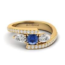 Blue Sapphire White Sapphire Yellow Gold Colour Accented Engagement Ring Naiad