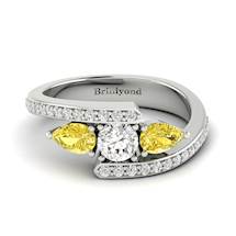 Diamond Yellow Sapphire White Gold Colour Accented Engagement Ring Naiad