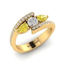 Diamond Yellow Sapphire Yellow Gold Colour Accented Engagement Ring Naiad