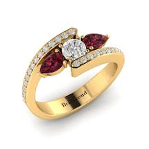 Diamond Garnet Yellow Gold Colour Accented Engagement Ring Naiad