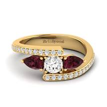Diamond Garnet Yellow Gold Colour Accented Engagement Ring Naiad