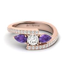 Diamond Amethyst Rose Gold Colour Accented Engagement Ring Naiad
