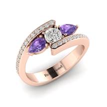 Diamond Amethyst Rose Gold Colour Accented Engagement Ring Naiad