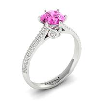 Pink Sapphire White Gold Round Engagement Ring Theia