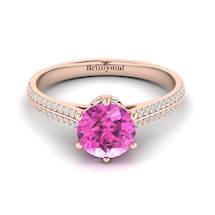 Pink Sapphire Rose Gold Round Engagement Ring Theia