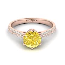 Yellow Sapphire Rose Gold Round Engagement Ring Theia