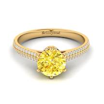 Yellow Sapphire Yellow Gold Round Engagement Ring Theia