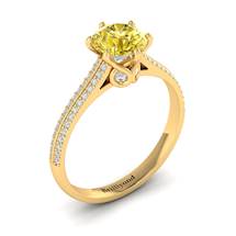 Yellow Sapphire Yellow Gold Round Engagement Ring Theia
