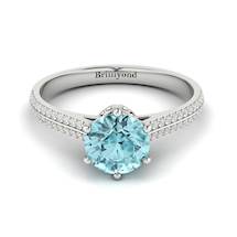 Aquamarine White Gold Round Engagement Ring Theia