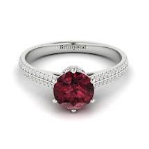 Garnet Ring White Gold Round Theia