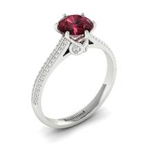 Garnet Ring White Gold Round Theia