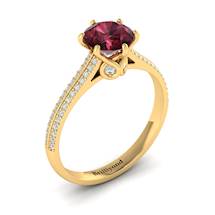 Garnet Ring Yellow Gold Round Theia