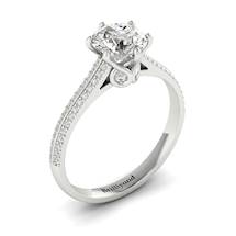 White Sapphire White Gold Round Engagement Ring Theia
