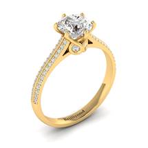 White Sapphire Yellow Gold Round Engagement Ring Theia