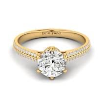 White Sapphire Yellow Gold Round Engagement Ring Theia