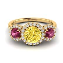 Yellow Sapphire Yellow Gold Three Stone Engagement Ring Springtime