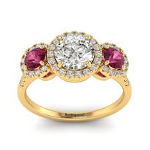 Diamond Yellow Gold Three Stone Engagement Ring Springtime