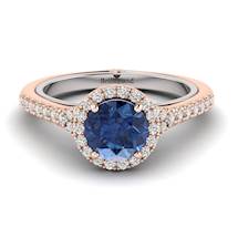 Blue Sapphire Rose Gold Two Tone Engagement Ring Regal