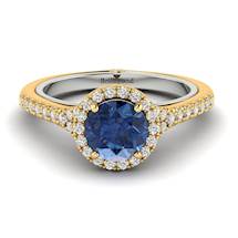 Blue Sapphire Yellow Gold Two Tone Engagement Ring Regal